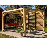 Habrita Pergola bioclimatique en bois de sapin 10,6 m² - Façade - VT 3431 V