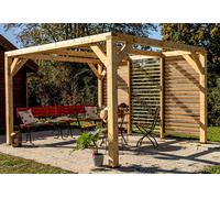 Habrita Pergola bioclimatique en bois de sapin 12,20 m² - Façade - VT 3436 V