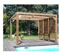 Habrita Pergola Bioclimatique Bois Traité Haute Température Vantelles Paroi - THO 3531 V
