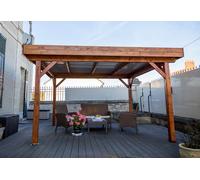 Habrita Tonnelle en bois avec toiture bac acier 3,5 x 3,5 m - Azalée - OM 3535.0