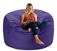HABUTWAY Pouf poire en velours ultra doux avec mousse à mémoire de forme à haut rebond pour adultes, canapé paresseux en peluche avec éponge moelleuse amovible de 0,9 m (violet)
