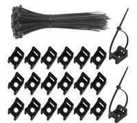 Habwea 300 pièces（150 Sets) Collier de Serrage 150 mm x 2,5 mm Attache Câble Serre Câbles Nylon Fixations de Serre-Câbles Base de Montage d'attache-zip Noire