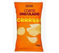 Hacendado Chips Ondulées, Pommes de Terre Croustillantes, Sachet de 150g PACK 6, Fabriqué au Portugal, Sans Gluten, Conservation en Lieu Frais et Sec