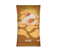 Hacendado Chips Ondulées Saveur Fromage de Chèvre et Oignon Caramélisé, Maïs Frit Croustillant, 150g, Lot de 8