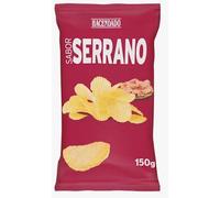 Hacendado Chips Ondulées Saveur Jambon Serrano, Croustillantes, Sachet de 150g PACK 6, Fabriquées en Espagne