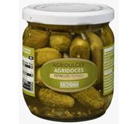 Hacendado Cornichons Aigres-Doux en Bocal, Légumes Marinés Extra, pack 6, Conservation à Température Ambiante, 345g