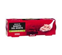 Hacendado Miettes de Thon Blanc du Nord à l'Huile d'Olive, 6 Packs de 3 Boîtes, 80g par Boîte (52g Égoutté), Sans Arêtes, Sans Peau