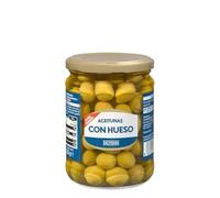 Hacendado Olives Vertes Entières Manzanilla avec Noyaux, 430g PACK6, Conserve de Qualité Supérieure, Origine Espagne, Petit Calibre