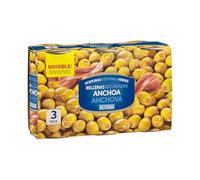Hacendado Olives Vertes Farcies à l'Anchois, 3 Bocaux de 350g (150g Net Égoutté), Lot de 9, Apéritif Méditerranéen