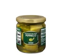 Hacendado Olives Vertes Farcies aux Cornichons, 150g PACK3, Conserve en Verre, Produit d'Espagne, Idéal pour l'Apéritif