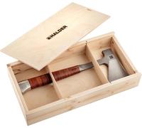 Hache à main, avec poignée en cuir, y compris étui de ceinture en cuir de haute qualité comme protection de coupe ; dans une boîte cadeau en bois attrayante | 3555s001