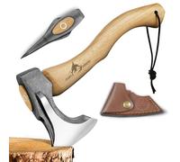 Hache de camping Purple Dragon 37,3 cm - Hache à fendre forgée à la main - Outil de découpe, de fendage et de sculpture en bois pour le plein air avec gaine en cuir - Approprié pour les hommes et les