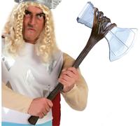 Hache Troglodyte Guerrier médiéval Arme Carnaval Accessoires de Costume Héroïque Hache de Combat Accessoire Peuple Mystique Fantaisie Collectible Aventure Epique, Couleur : Métallique