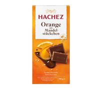 Hachez Orange avec morceaux d'amandes Tablette de chocolat noir 90g