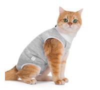 Hachimi Body de Convalescence pour Chat et Petit Chien - Vêtement Anti-Léchage Respirant, Combinaison Post-Opératoire Douce, Alternative à la Collerette (Gris, S)