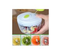 Hachoir, 3-Lame Inox blanc+vert Manuel Fruits Légume Viande Aliments Mélangeur Mixeur Batteur