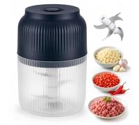 Hachoir à Ail Électrique 400ml, Mini Robot Culinaire Sans Fil 6 Lames