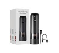 Hachoir à ail électrique, Ensemble De Moulin À Sel Et Poivre Électrique Automatique, Rechargeable Avec Épices USB, Outils Cuisine Réglables,Mini robot culinaire(Black-white)