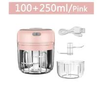 Hachoir à ail électrique, Mini Hachoir À Ail Électrique 100 /250mL, Légumes, Chili, Viande, Gingembre, Machine Robuste, Chargeur USB, Mélangeurs De Cuisine,Mini robot culinaire(Pink-set)