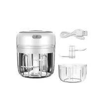Hachoir à ail électrique, Mini Hachoir À Ail Électrique 100 /250mL, Légumes, Chili, Viande, Gingembre, Machine Robuste, Chargeur USB, Mélangeurs De Cuisine,Mini robot culinaire(White-set)