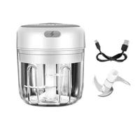 Hachoir à ail électrique, Mini Hachoir À Ail Électrique 100 /250mL, Légumes, Chili, Viande, Gingembre, Machine Robuste, Chargeur USB, Mélangeurs De Cuisine,Mini robot culinaire(White-250ML)