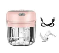Hachoir à ail électrique, Mini Hachoir À Ail Électrique 100 /250mL, Légumes, Chili, Viande, Gingembre, Machine Robuste, Chargeur USB, Mélangeurs De Cuisine,Mini robot culinaire(Pink-250ML)