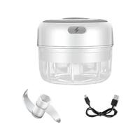 Hachoir à ail électrique, Mini Hachoir À Ail Électrique 100 /250mL, Légumes, Chili, Viande, Gingembre, Machine Robuste, Chargeur USB, Mélangeurs De Cuisine,Mini robot culinaire(White-100ML)
