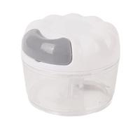 Hachoir à ail manuel avec lames en acier inoxydable, bol transparent, cordon de serrage, base antidérapante, 9 x 7 cm (Blanche)