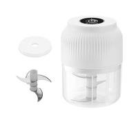 Hachoir à ail, mini robot culinaire de 320 ml avec lames en acier inoxydable 3/4/6 avec fouet (en option), gadget de cuisine domestique, traitement du gingembre, du piment(White B)