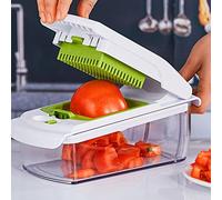 Hachoir à légumes, Coupe-légumes, râpe à Fromage avec 4 Lames, récipient et Brosse de Nettoyage, Facile à Utiliser et à Nettoyer, pour Cuisine, Maison et Restaurant