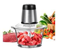 Hachoir à légumes électrique 2L, petit robot culinaire, hachoir à viande, mélangeur électrique avec 2 vitesses