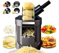 Hachoir à Légumes électrique 4 En 1 Commercial Lames En Acier Inoxydable Pour Découper, Râper, Trancher Et Frites, Double Sortie Grande Capacité Pour Usage Domestique Et Commercial