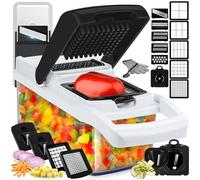 Hachoir à légumes et mandoline 25 en 1 - Hachoir alimentaire avec récipient et coupe-légumes - Coupe-légumes, coupe-légumes et trancheuse pour salade, oignon, pomme de terre et tomate - Gadget de