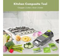 Hachoir à légumes Hachoir à oignons multifonctionnel Outil de cuisine composite Trancheur Ciseaux à ail Séparateur d'oeufs 8in1 Accessoires