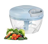 Hachoir à légumes manuel - Hachoir à légumes - Portable - Avec fil à tirer à la main - Hachoir à oignons pour légumes, gingembre, ail, fruits, oignons, pommes de terre, salade - Bleu - 500 ml