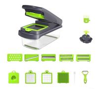 Hachoir à légumes multifonction avec 7 lames en acier inoxydable, séparateur d'œufs pour préparation de salade, soupe et collation (gris)