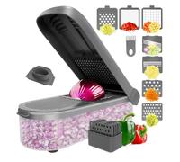 Hachoir à légumes Veggie avec conteneur - Coupe-légumes en acier inoxydable - Hachoir à aliments, appareil de cuisine, multifonctionnel pour carottes, betteraves