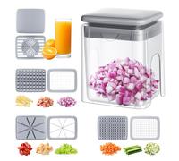 Hachoir à Oignons - Hacheur Manuel Multifonction 4-en-1 avec Conteneur | Trancheur Coupe-Légumes,pour Gingembre Oignon Carotte Tomate Salade Fruit Cuisine à la Maison Pâtisserie Plein Air Camping Fête