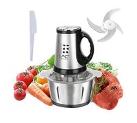 Hachoir à viande de 3 L avec poignée, hachoir à légumes avec bol en acier inoxydable 300 W, 3 vitesses, 1 spatule 4 pour aliments pour bébé, viande, légumes, fruits