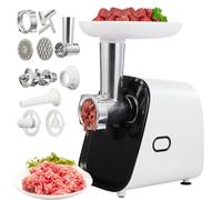 Hachoir a Viande Électrique, 1200W, Avec Tambour de Hachoir à Viande en Acier Inoxydable,Fonction Avant/Arrière,Pour la Préparation Saucisses, Boulettes etc, Blanc