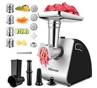 Hachoir à Viande Électrique 2000W, Machine à Saucisses et robot de Cuisine en un, avec 3 Disques de Broyage, 4 lames Coniques et un Remplisseur de Saucisses idéal pour la Préparation de Saucisses