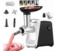 Hachoir À Viande Électrique 3 en 1, Broyeur Alimentaire avec 8 Lames Et Buse de Lavement, Facile À Nettoyer, Protection Contre la Surchauffe, Râpe À Légumes, Viande Hachée, Légumes Coupés, Saucisses