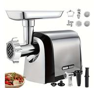 Hachoir à Viande électrique 3200 W pour Robot pâtissier, Lames Robustes en Acier Inoxydable, 3 grilles, Tube à saucisses et kit kibbeh pour la préparation des Repas à la Maison.