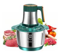 Hachoir à viande électrique 500 W avec bol en acier inoxydable de 5 L, 6 lames, 5 vitesses réglables pour viande, poisson, légumes et ail (vert)