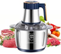 Hachoir à Viande Électrique 500W, Broyeur Alimentaire Acier Inoxydable 6 Lames, 5 Vitesses, Design Démontable - Idéal pour Viande, Légumes, Noix - Options 5L / 6L / Bleu,Blue -5L