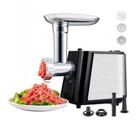Hachoir à viande électrique 800W, broyeur et machine à saucisses avec 1~1,5 Kg/min, 3 plaques en acier inoxydable et 2 embouts pour saucisses, pour hacher la viande