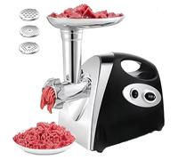 Hachoir à viande électrique avec 3 plaques de broyage, hachoir réglable à plusieurs niveaux, remplissage de saucisses et kit Kubbe pour viande hachée et ail