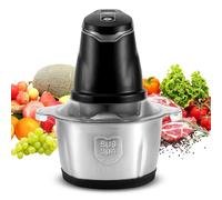 Hachoir à viande électrique avec 4 lames tranchantes et bol en acier inoxydable de 2 l, hachoir à viande électrique avec 2 vitesses pour viande, oignons, légumes, ail, nourriture pour bébé