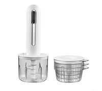 Hachoir à viande électrique, compact, 24,4 x 9,3 cm, alimenté par USB, avec 3 tasses, hachoir multifonction pour viande/légumes/salsa, hanches + design en acier inoxydable (noir/blanc)