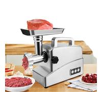 Hachoir à viande électrique et machine à saucisses, moteur de 2000 W, construction en acier inoxydable, 3 plaques de broyage, farce à saucisses, fonction inversée pour un usage domestique et